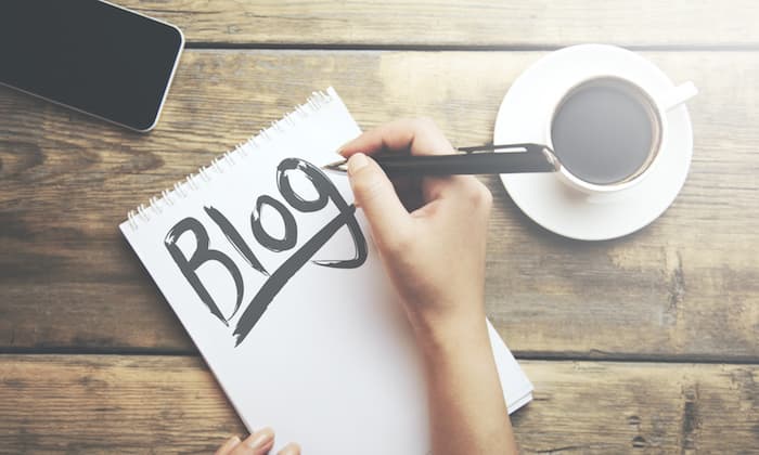 Blogging and writing desk banner